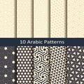 Seamless vector set of ten traditional arabic geometric patterns. design for packaging, print, covers